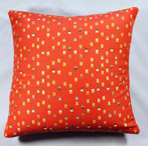 Orange With Squares Pillow