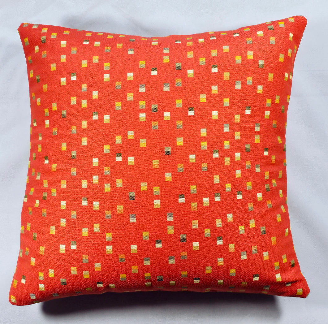 Orange With Squares Pillow