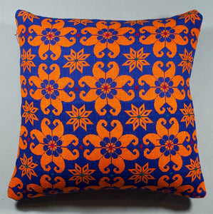 Wild Child, Orange & Indigo Pillow