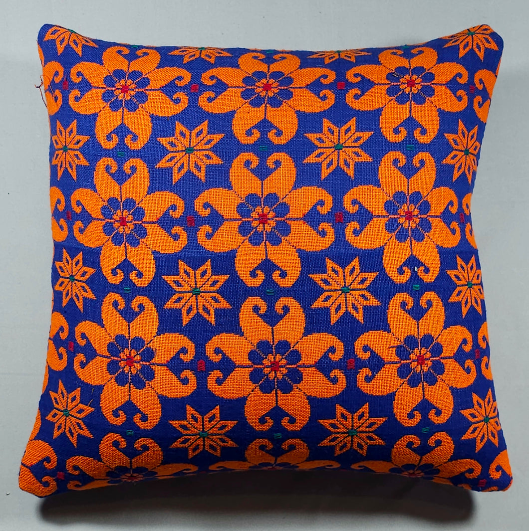 Wild Child, Orange & Indigo Pillow